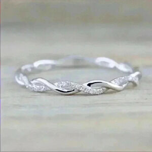 Twisted Eternity Sterling Silver Diamond Ring